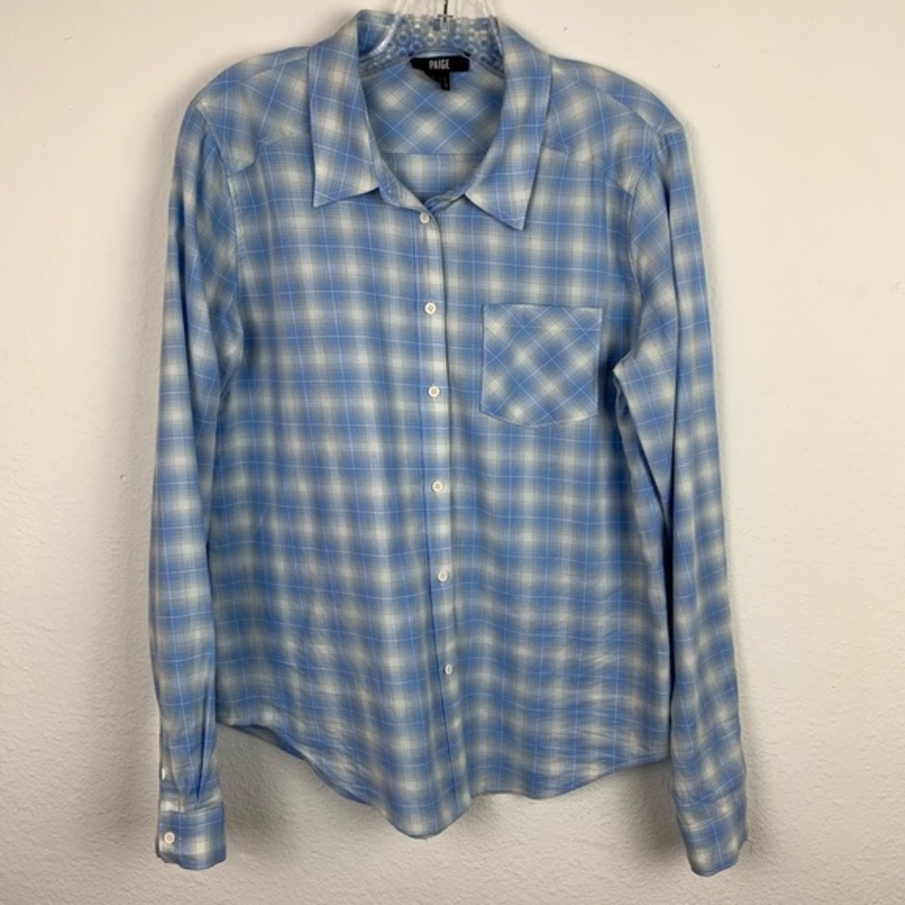 Paige | Blue & Gray Plaid Shirt